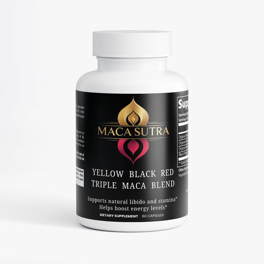 Maca Sutra Triple Blend (Yellow, BLACK, and RED) for libido.