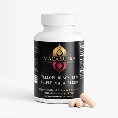 Maca Sutra Triple Blend (Yellow, BLACK, and RED) for libido.