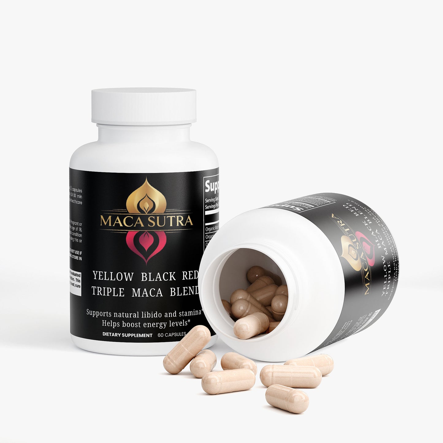 Maca Sutra Triple Blend (Yellow, BLACK, and RED) for libido.