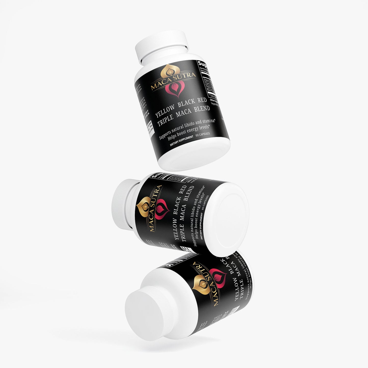 Maca Sutra Triple Blend (Yellow, BLACK, and RED) for libido.
