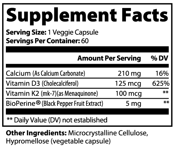NOVA NOIR VItamin Blend D3 K2 Bone and Heart Support