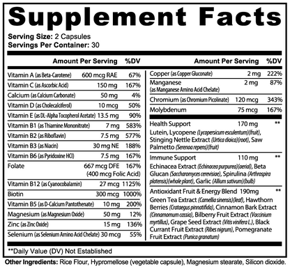 NOVA NOIR VITALI-CORE Daily Multivitamin, B Complex, and Immunity blend